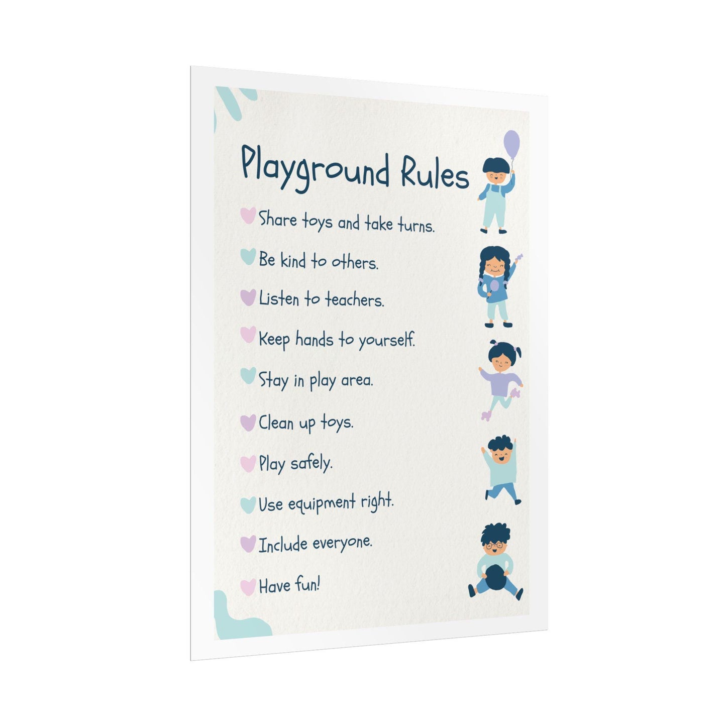 Playground Rules poster | Rolled Poster, Kids Classroom Decor
