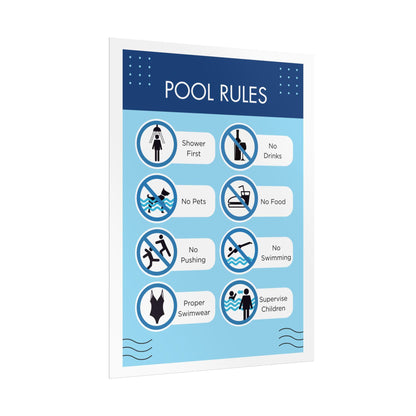 Pool Rules Rolled Poster | Swimming Pool Safety Sign, Shower No Food No Pets
