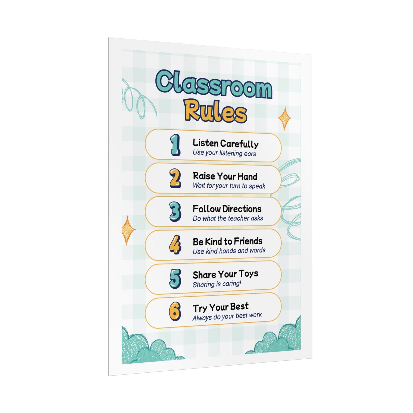 Classroom Rules Rolled Poster | School Decor, Teacher Wall Art