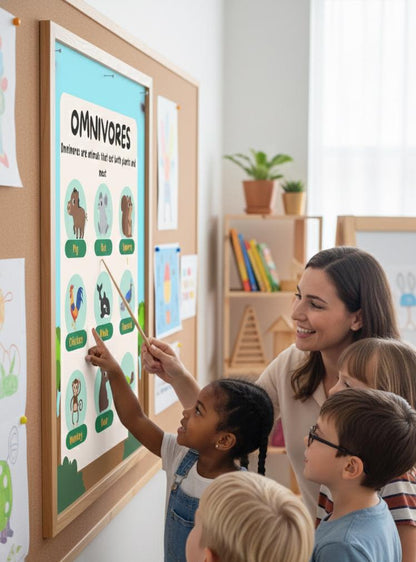 Omnivores poster Rolled Posters | Educational animal chart, classroom wall art