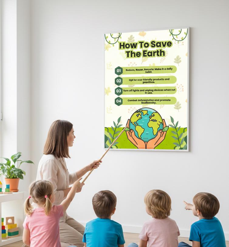 How To Save The Earth Poster | Rolled Poster, Eco Tips, Earth Day Wall Art