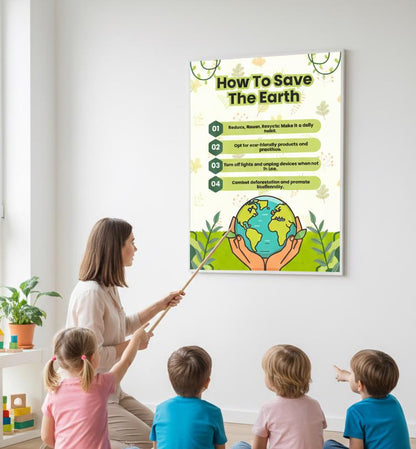 How To Save The Earth Poster | Rolled Poster, Eco Tips, Earth Day Wall Art