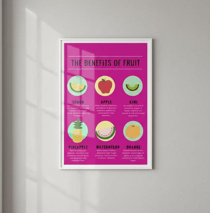 The Benefits of Fruit Rolled Poster | Fruit Illustration, Kitchen Wall Art