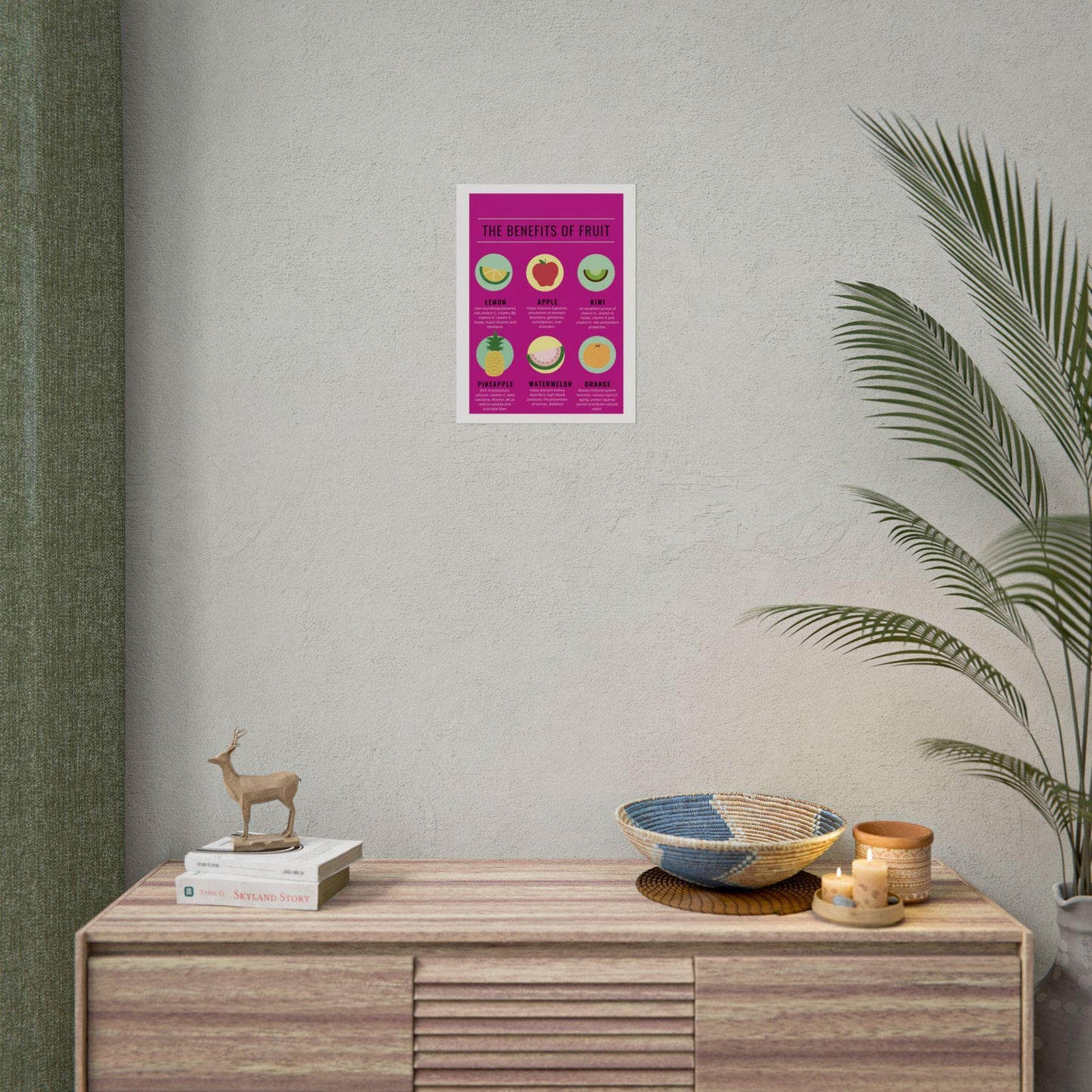 The Benefits of Fruit Rolled Poster | Fruit Illustration, Kitchen Wall Art