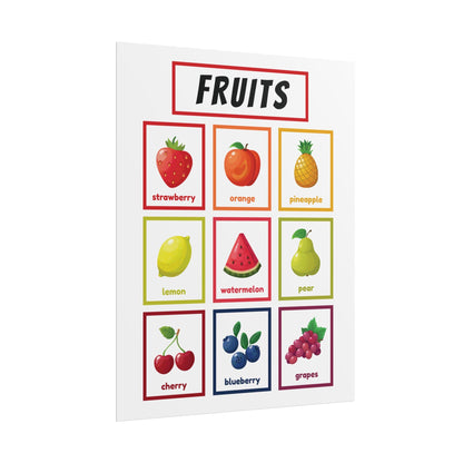 Fruits Flashcards Poster Rolled Posters | Fruit Chart Classroom Wall Decor