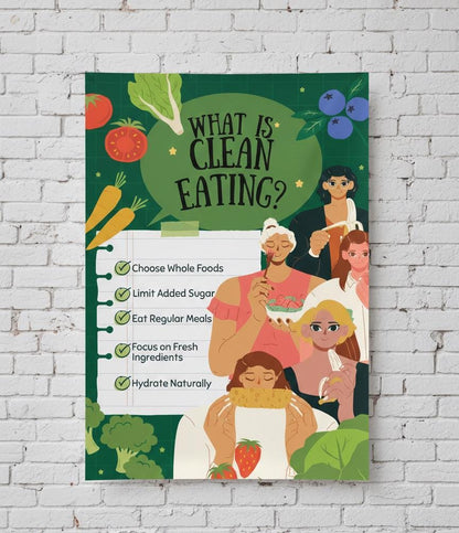 What Is Clean Eating? Rolled Poster | Healthy Eating Nutrition Tips