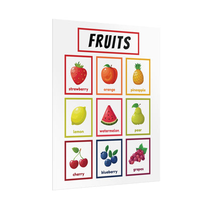 Fruits Flashcards Poster Rolled Posters | Fruit Chart Classroom Wall Decor