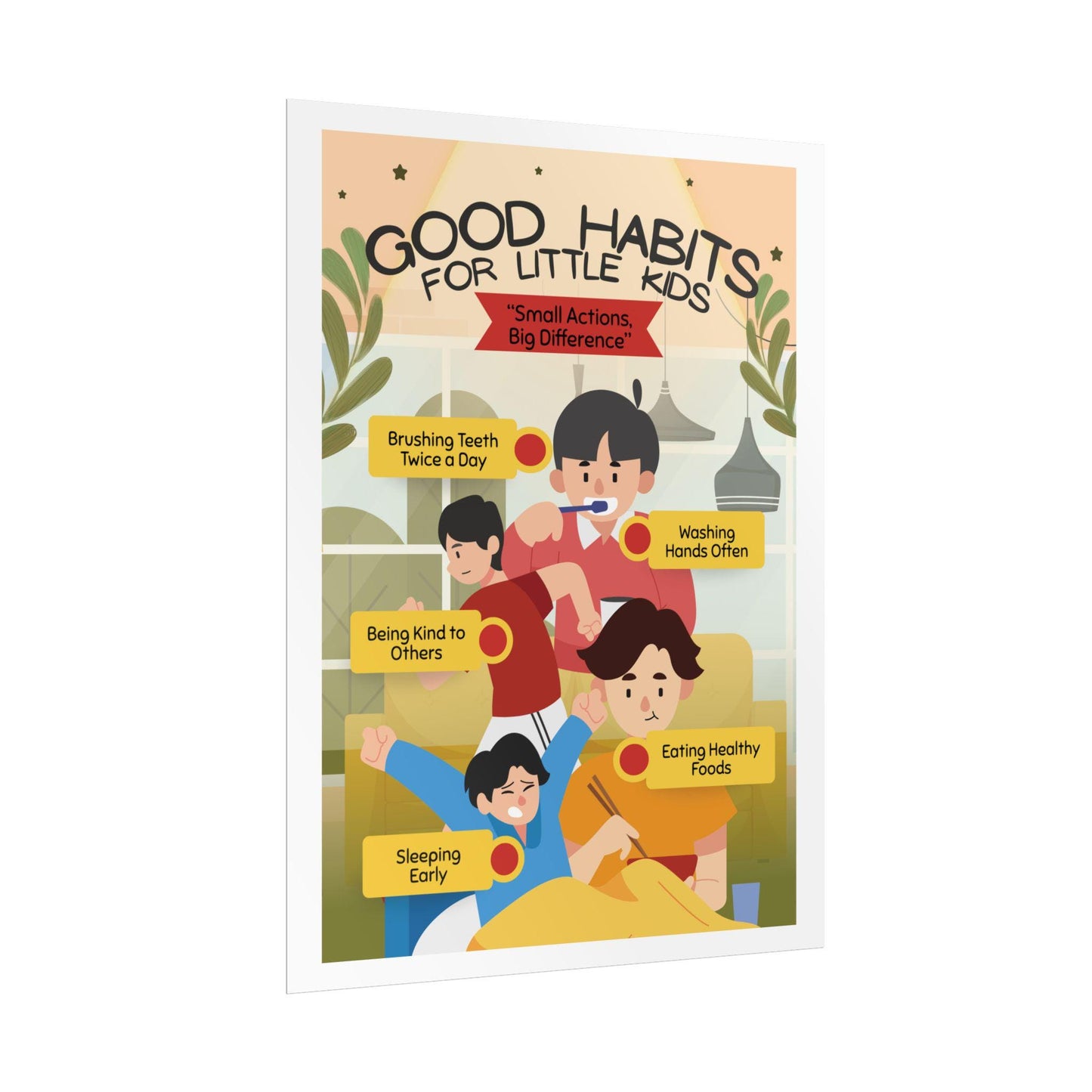 Good Habits for Little Kids Poster | Rolled Educational Kids Room Decor