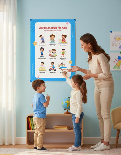 Visual Schedule for Kids Rolled Poster | Daily Routine Chart, Morning to Bedtime