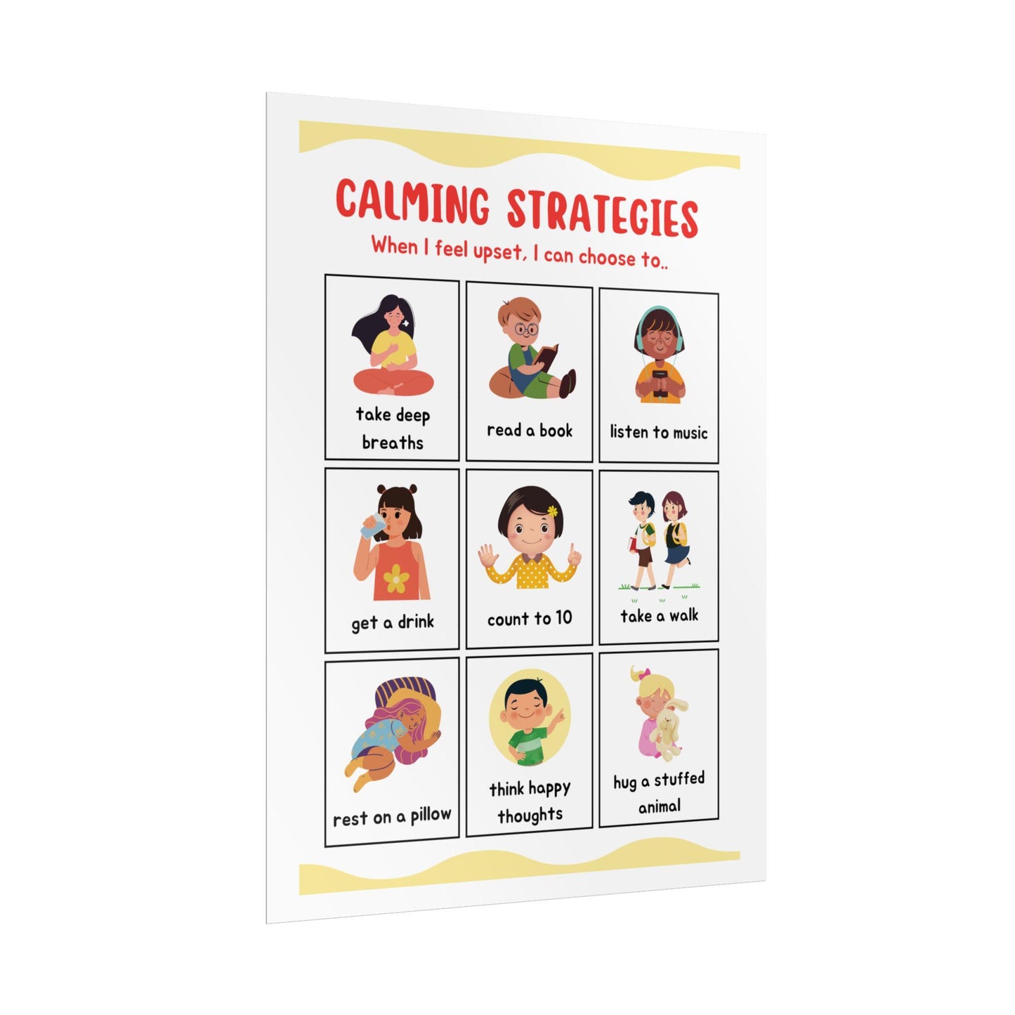 Calming Strategies Rolled Poster | Kids Emotions Coping Skills Chart