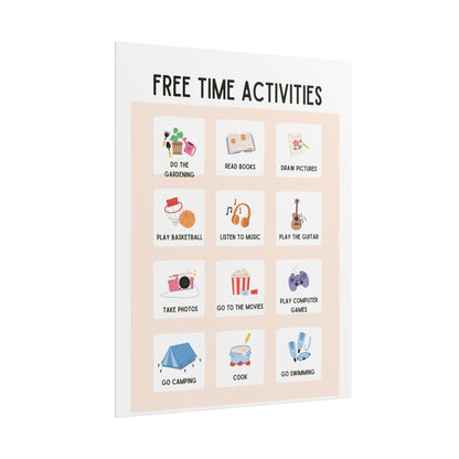 Free Time Activities Poster | Rolled Poster, Kids Activity Chart