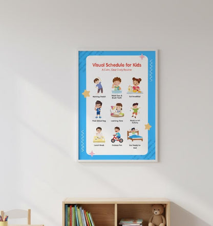 Visual Schedule for Kids Rolled Poster | Daily Routine Chart, Morning to Bedtime