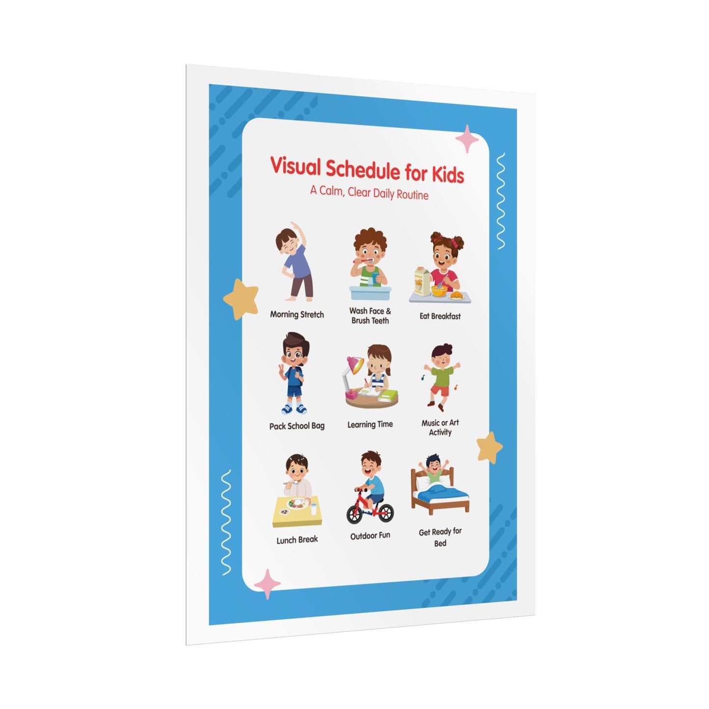 Visual Schedule for Kids Rolled Poster | Daily Routine Chart, Morning to Bedtime