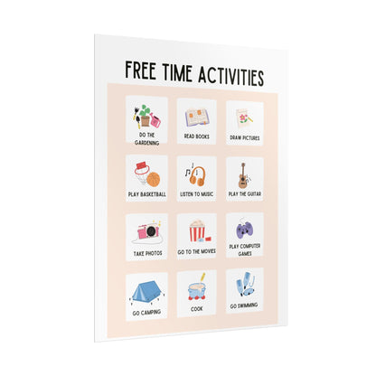 Free Time Activities Poster | Rolled Poster, Kids Activity Chart