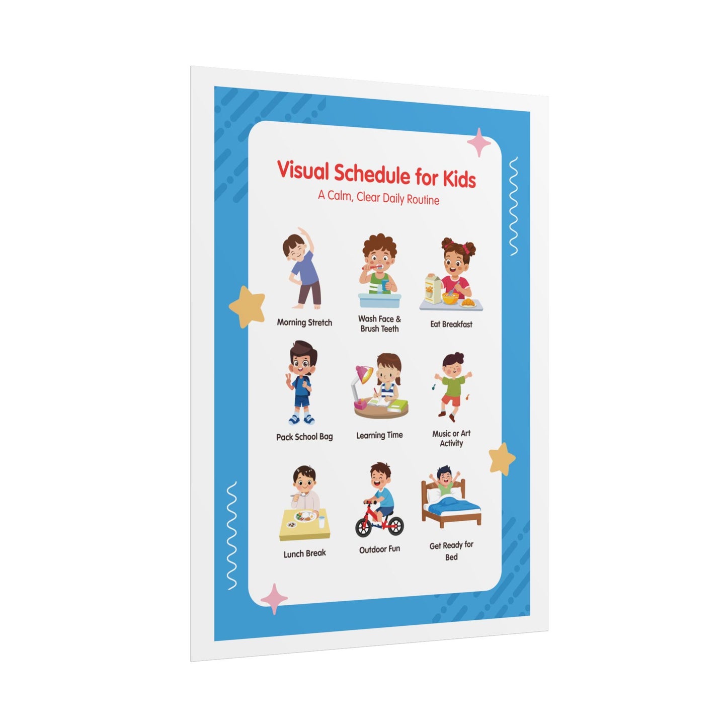 Visual Schedule for Kids Rolled Poster | Daily Routine Chart, Morning to Bedtime