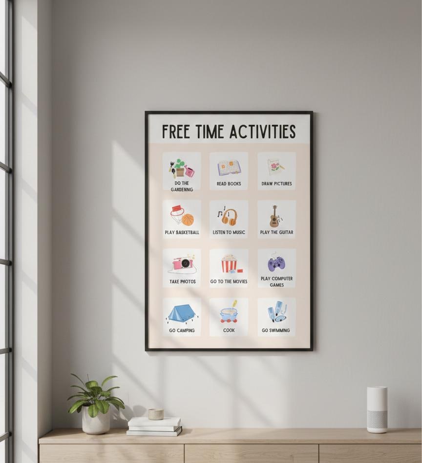 Free Time Activities Poster | Rolled Poster, Kids Activity Chart