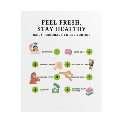 Personal Hygiene Routine Rolled Poster | Feel Fresh Stay Healthy Wall Art