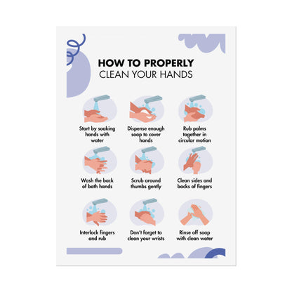 Handwashing Steps Rolled Poster | How to Properly Clean Your Hands, Hygiene Instruction Chart