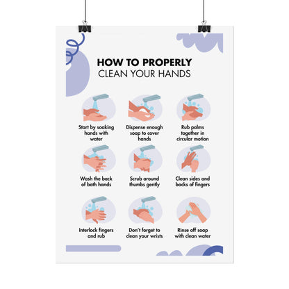 Handwashing Steps Rolled Poster | How to Properly Clean Your Hands, Hygiene Instruction Chart