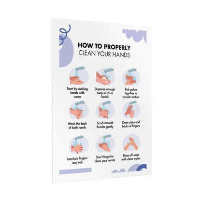 Handwashing Steps Rolled Poster | How to Properly Clean Your Hands, Hygiene Instruction Chart