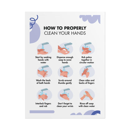 Handwashing Steps Rolled Poster | How to Properly Clean Your Hands, Hygiene Instruction Chart
