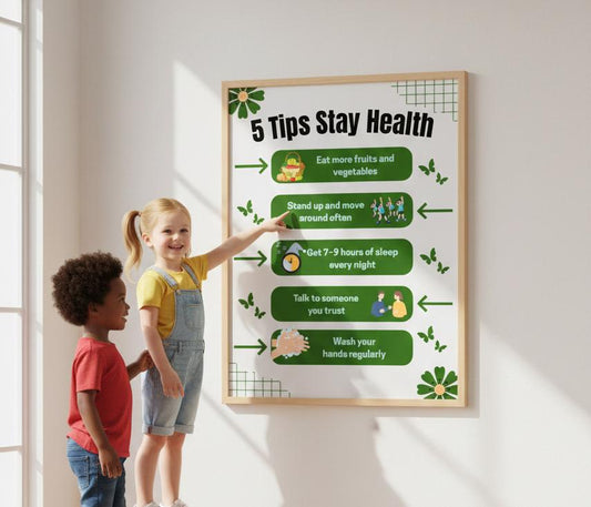 5 Tips Stay Healthy Rolled Poster | Wellness Tips Educational Wall Art