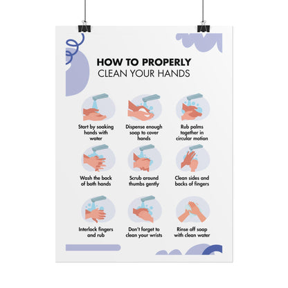 Handwashing Steps Rolled Poster | How to Properly Clean Your Hands, Hygiene Instruction Chart