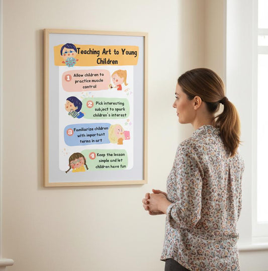 Teaching Art to Young Children Rolled Poster | Classroom Art Tips, Kid-Friendly Illustration