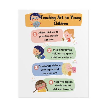 Teaching Art to Young Children Rolled Poster | Classroom Art Tips, Kid-Friendly Illustration