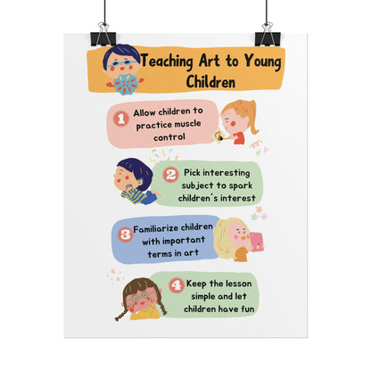 Teaching Art to Young Children Rolled Poster | Classroom Art Tips, Kid-Friendly Illustration