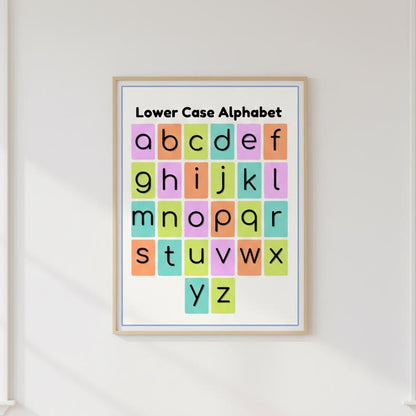 Lower Case Alphabet Rolled Poster | Color Block Letters, Classroom Wall Art
