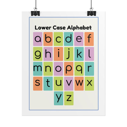 Lower Case Alphabet Rolled Poster | Color Block Letters, Classroom Wall Art
