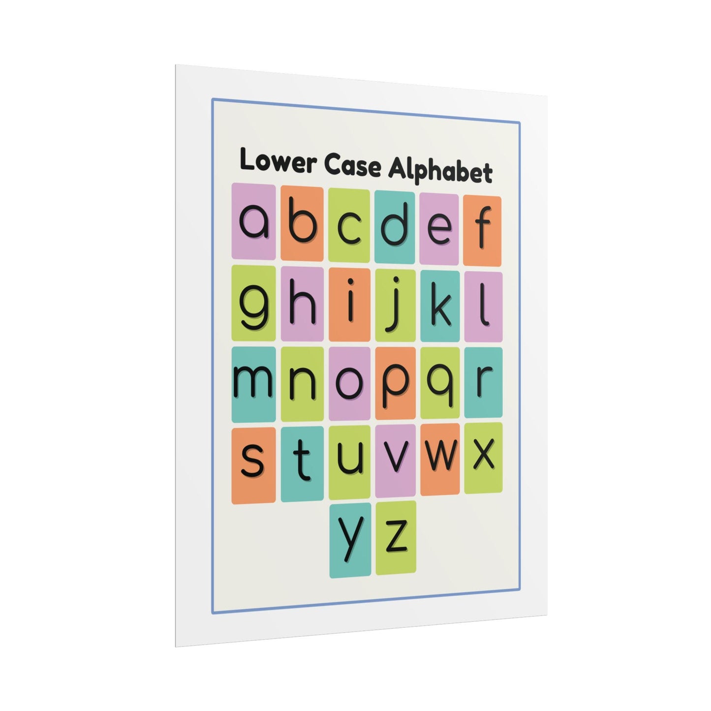 Lower Case Alphabet Rolled Poster | Color Block Letters, Classroom Wall Art