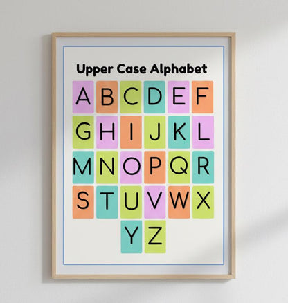 Upper Case Alphabet Poster | Rolled Poster, Colorful Letter Grid Classroom Decor