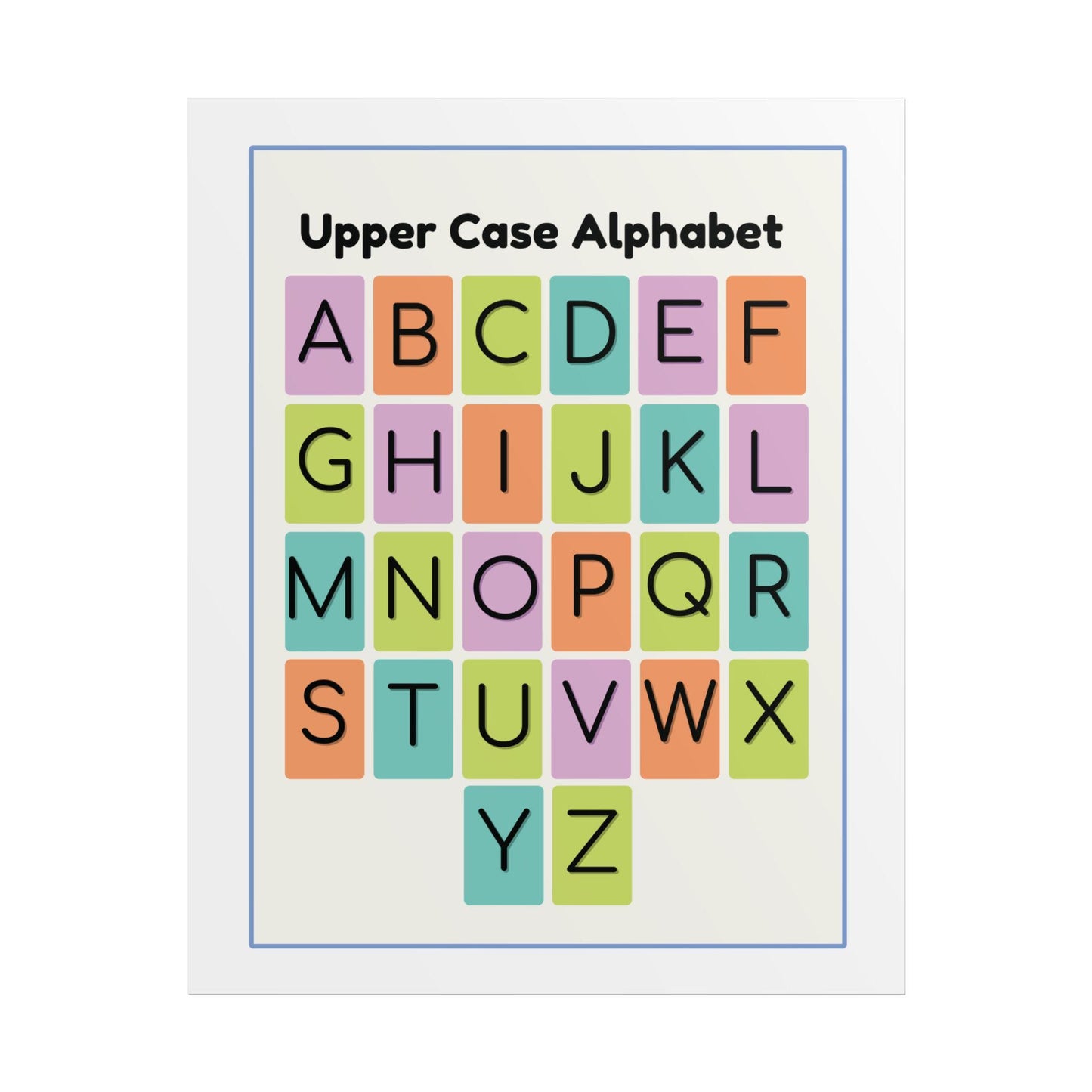 Upper Case Alphabet Poster | Rolled Poster, Colorful Letter Grid Classroom Decor