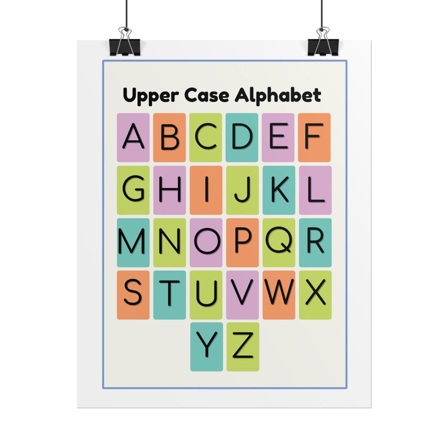 Upper Case Alphabet Poster | Rolled Poster, Colorful Letter Grid Classroom Decor
