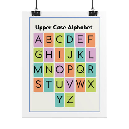 Upper Case Alphabet Poster | Rolled Poster, Colorful Letter Grid Classroom Decor