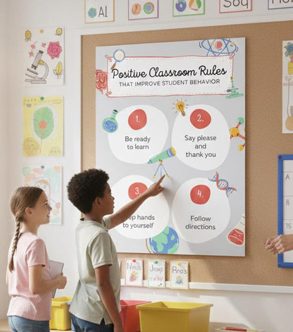 Positive Classroom Rules Poster | Rolled Poster, Educational Classroom Decor