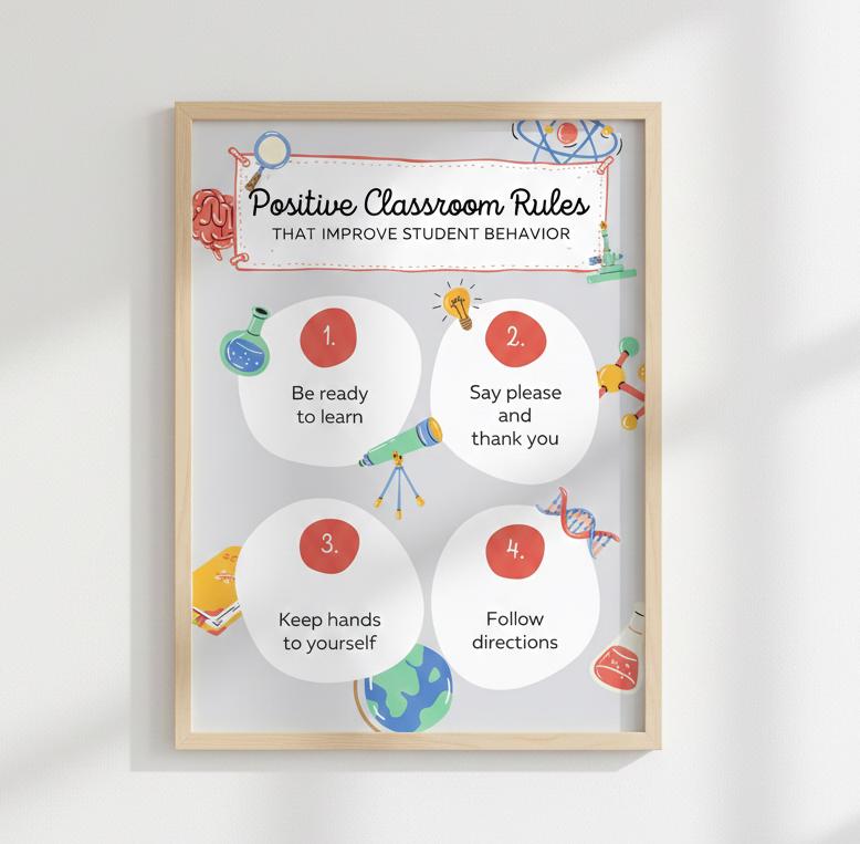 Positive Classroom Rules Poster | Rolled Poster, Educational Classroom Decor