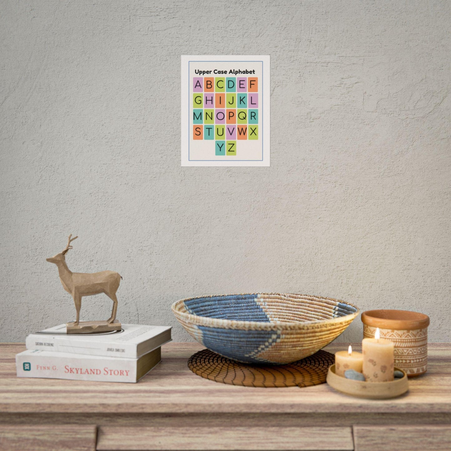 Upper Case Alphabet Poster | Rolled Poster, Colorful Letter Grid Classroom Decor