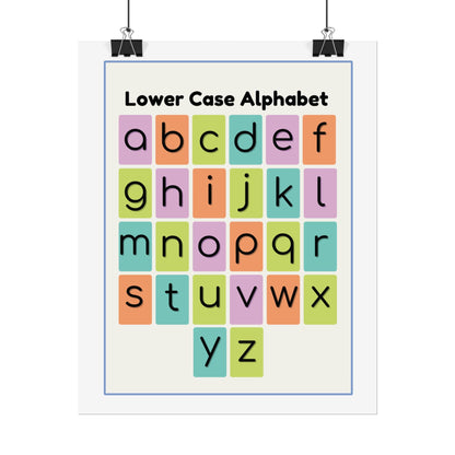 Lower Case Alphabet Rolled Poster | Color Block Letters, Classroom Wall Art
