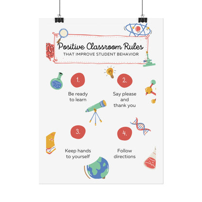Positive Classroom Rules Poster | Rolled Poster, Educational Classroom Decor