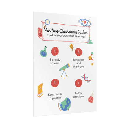 Positive Classroom Rules Poster | Rolled Poster, Educational Classroom Decor