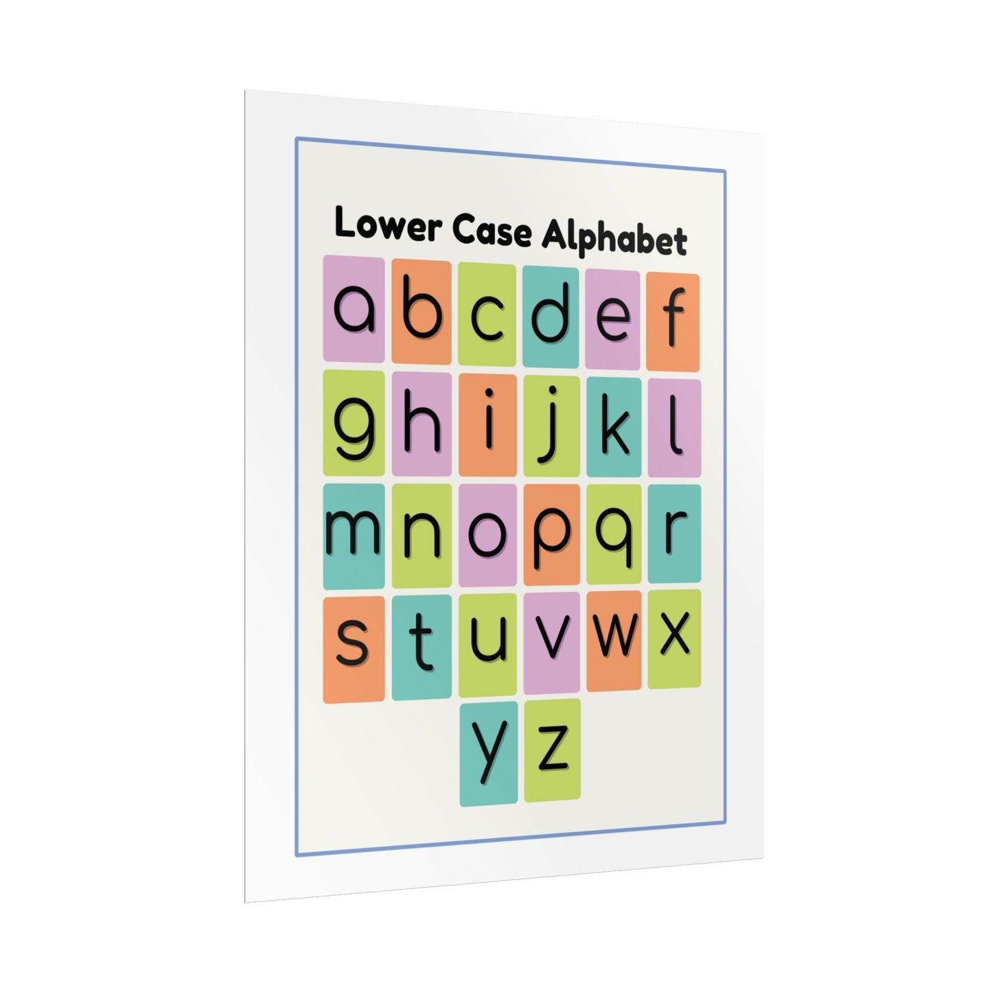 Lower Case Alphabet Rolled Poster | Color Block Letters, Classroom Wall Art