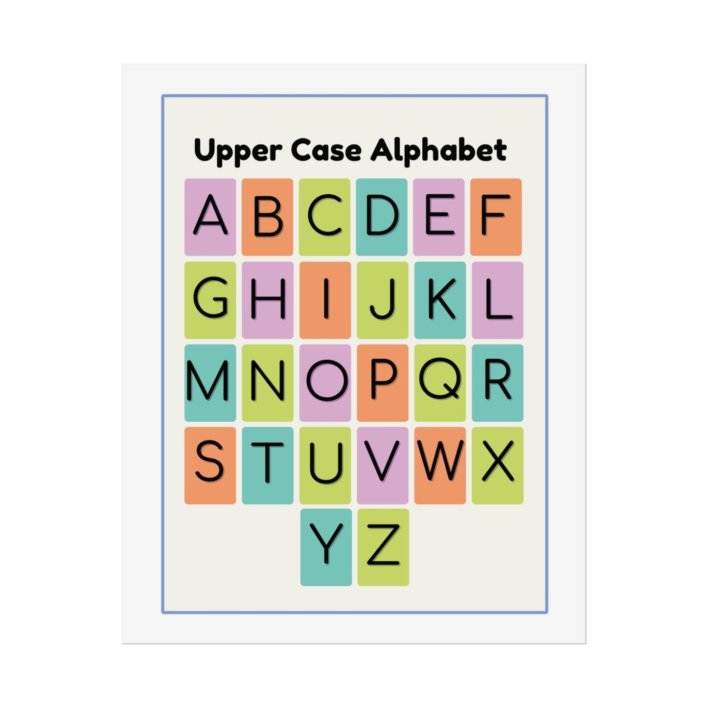 Upper Case Alphabet Poster | Rolled Poster, Colorful Letter Grid Classroom Decor