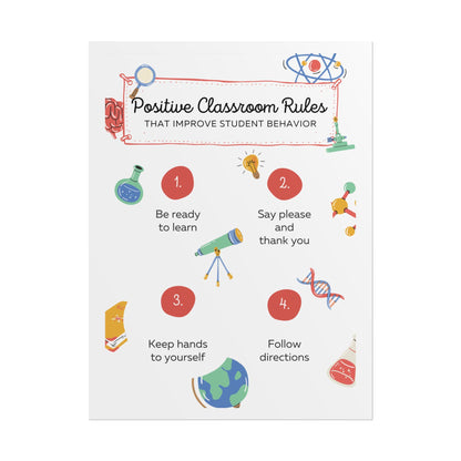 Positive Classroom Rules Poster | Rolled Poster, Educational Classroom Decor