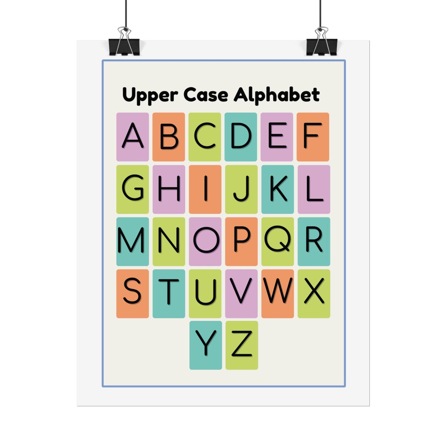 Upper Case Alphabet Poster | Rolled Poster, Colorful Letter Grid Classroom Decor