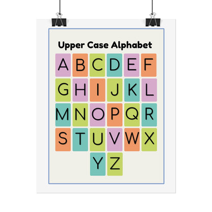 Upper Case Alphabet Poster | Rolled Poster, Colorful Letter Grid Classroom Decor