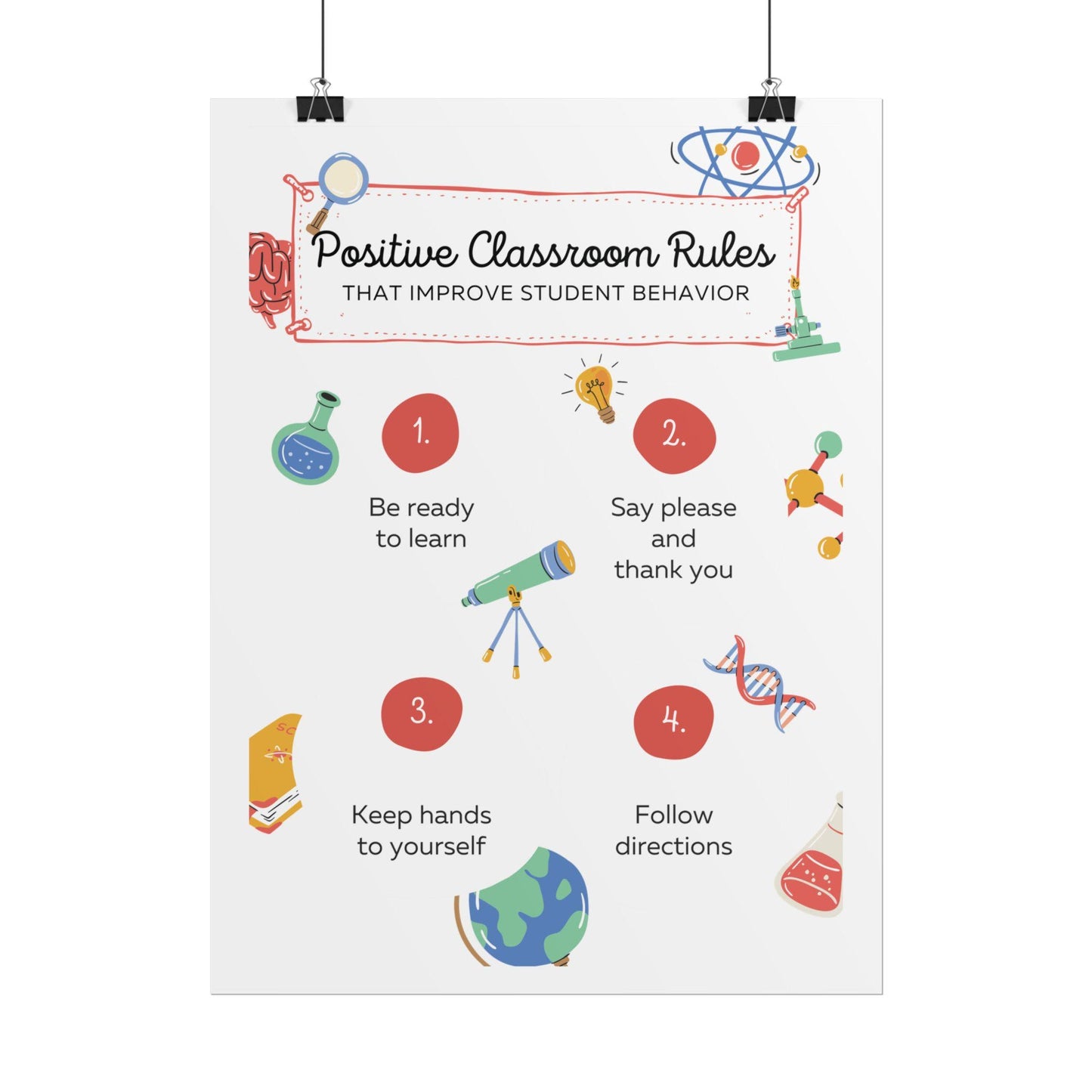 Positive Classroom Rules Poster | Rolled Poster, Educational Classroom Decor