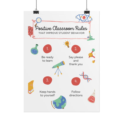 Positive Classroom Rules Poster | Rolled Poster, Educational Classroom Decor